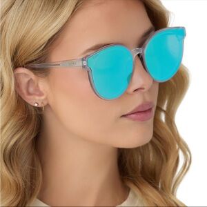 DIFF Sunglasses— Gemma Opalescent Turquoise + Turquoise Ice Mirror BNIB